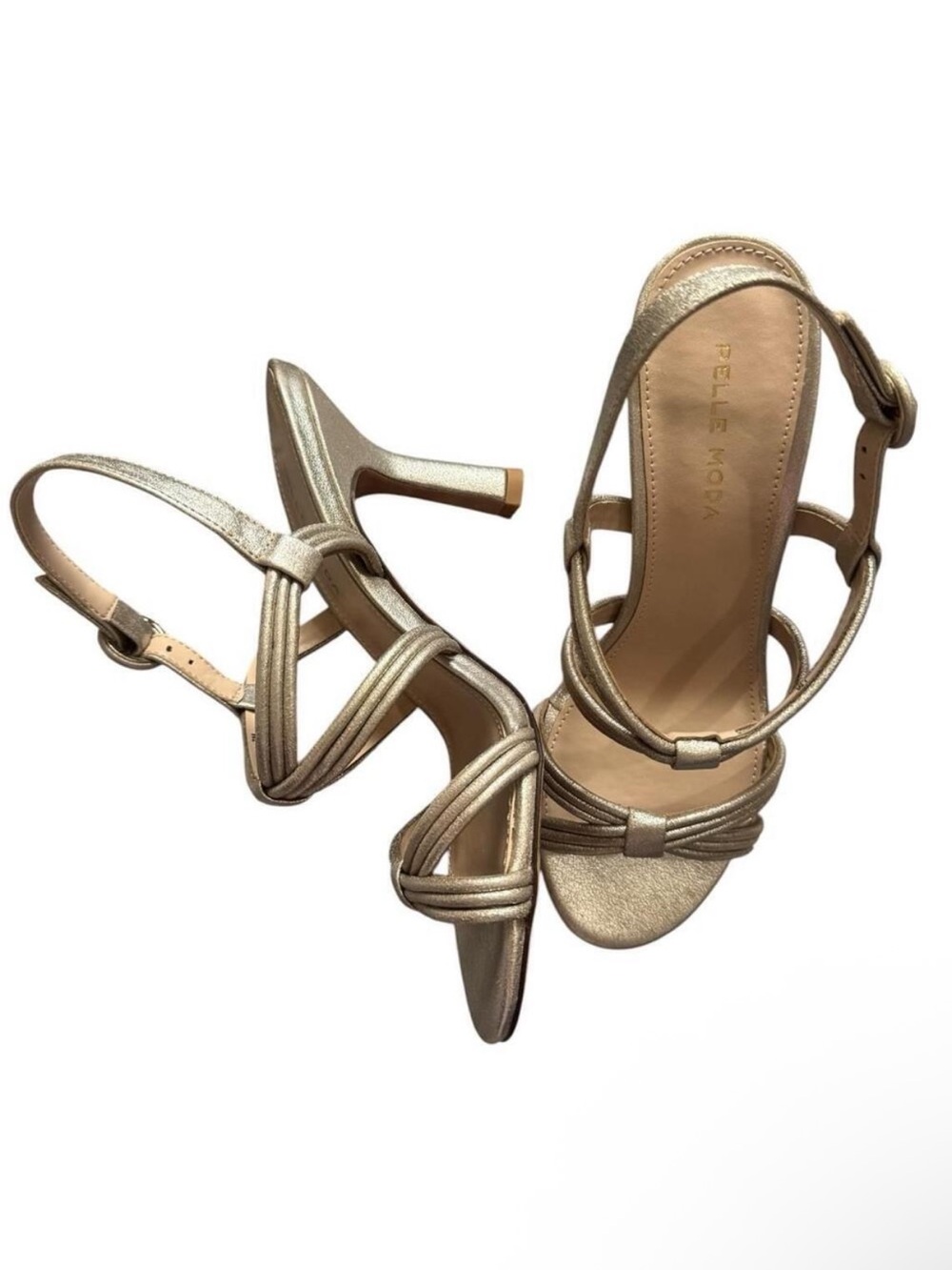 NWT🧡Pelle Moda - Platinum Gold Wayve Strappy Sandal - 6.5